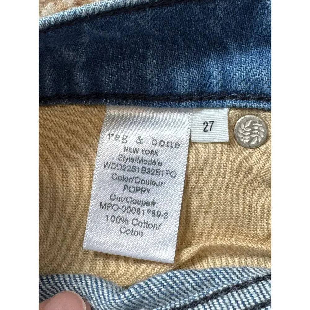 NWT - RAG & BONE Blue Denim Skirt, size 27; Button Fly; POPPY; Vintage High rise